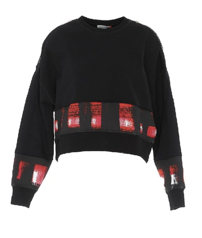 Shop Alexander Mcqueen Shoulder Zipped Sweatshirt In Black