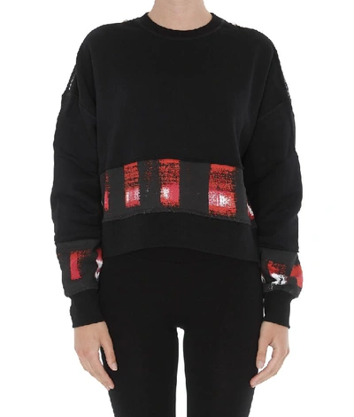 Shop Alexander Mcqueen Shoulder Zipped Sweatshirt In Black