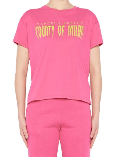 Shop Marcelo Burlon County Of Milan Logo Crew Neck T In Pink