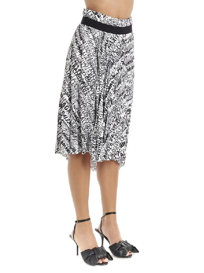 Shop Balenciaga Logo Pleated Asymmetric Skirt In Multi