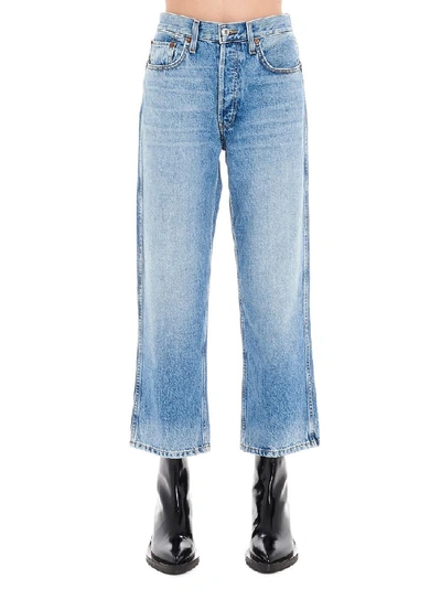 Shop Re/done 90s Low Slung Crop Jeans In Blue