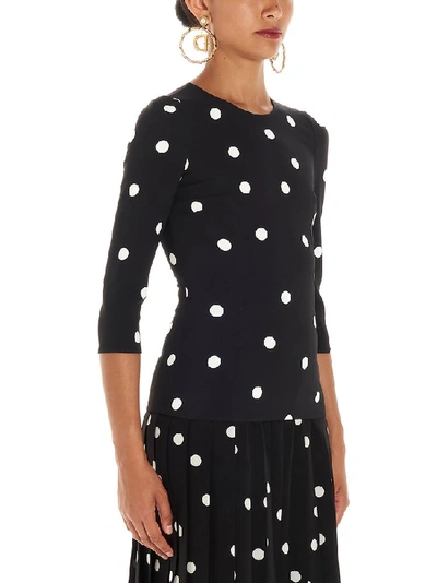 Shop Dolce & Gabbana Polka Dot Top In Black