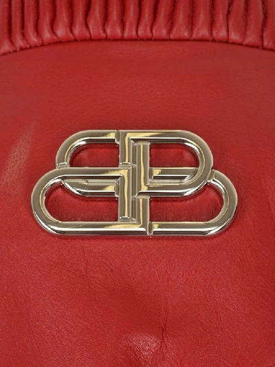 Shop Balenciaga Monogram Plaque Oversize Bomber Jacket In Red