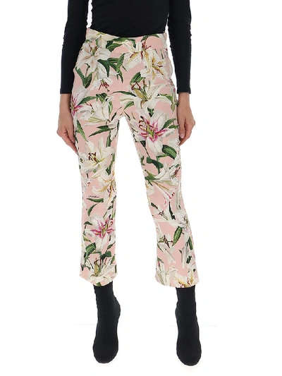 Shop Dolce & Gabbana Floral Print Cropped Trousers In Multi