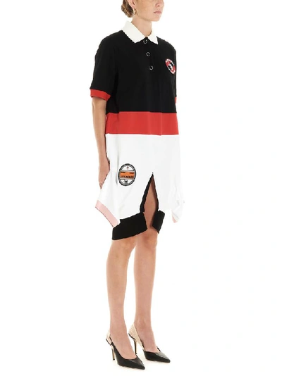 Shop Burberry Reconstructed Double Polo Logo Patch Dress In Multi