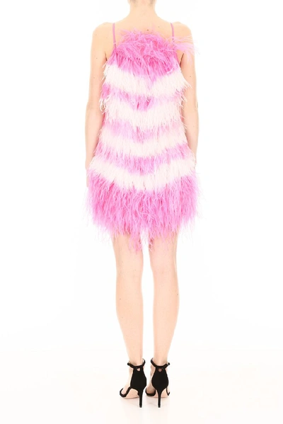 Shop Msgm Feather Detail Mini Dress In Pink