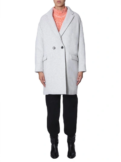 Shop Isabel Marant Double Button Oversized Coat In Grey
