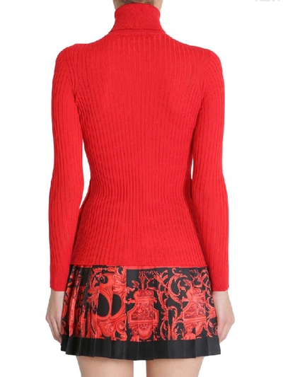 Shop Versace Turtleneck Sweater In Red