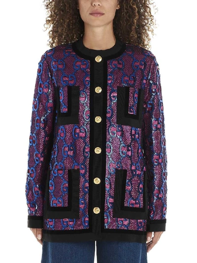 Shop Gucci Gg Buttoned Jacket In Multi