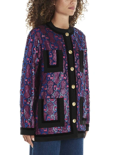 Shop Gucci Gg Buttoned Jacket In Multi