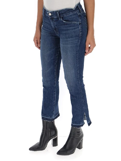 Shop J Brand Selena Side Slit Detail Cropped Jeans In Blue