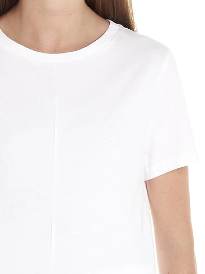 Shop Loewe Logo Embroidered Asymmetric Hemline T In White