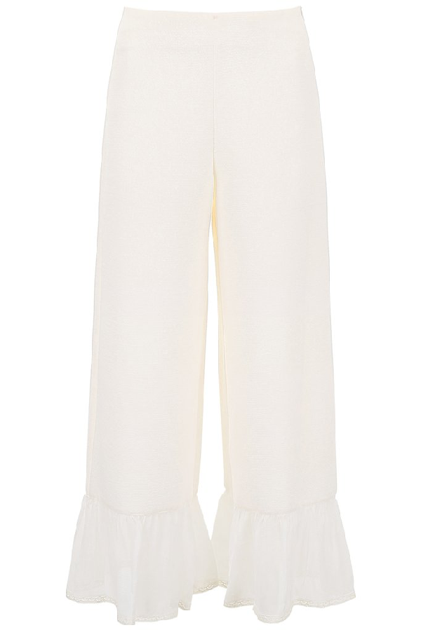 ruffle hem jeans white