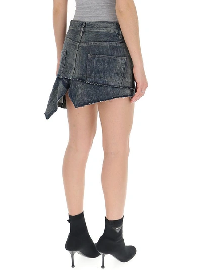 Shop Rick Owens Asymmetric Mini Skirt In Grey