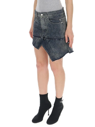 Shop Rick Owens Asymmetric Mini Skirt In Grey