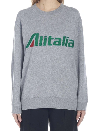 Shop Alberta Ferretti Alitalia Logo Sweatshirt In Grey