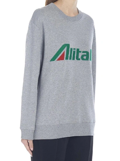 Shop Alberta Ferretti Alitalia Logo Sweatshirt In Grey