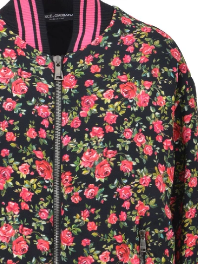 Shop Dolce & Gabbana Floral Print Bomber Jacket In Multi