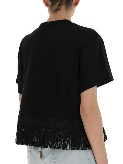 Shop Alanui Embroidered Fringe Trim T In Black