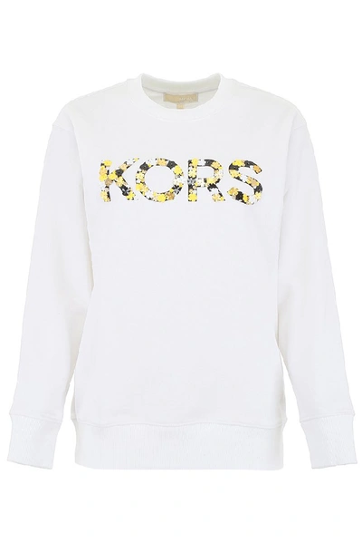 Shop Michael Michael Kors Floral Embroidered Sweater In White