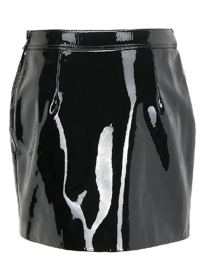 Shop Saint Laurent Vinyl Leather Mini Skirt In Black