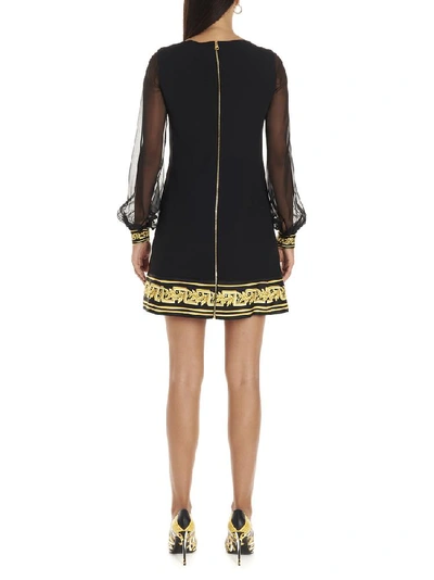 Shop Versace Baroque Trim Shift Dress In Black