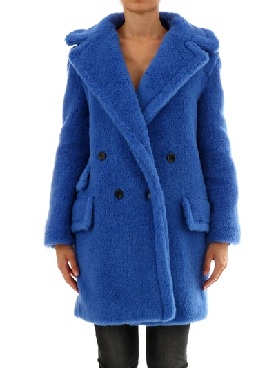 Shop Max Mara Double Breasted Coat In Blue