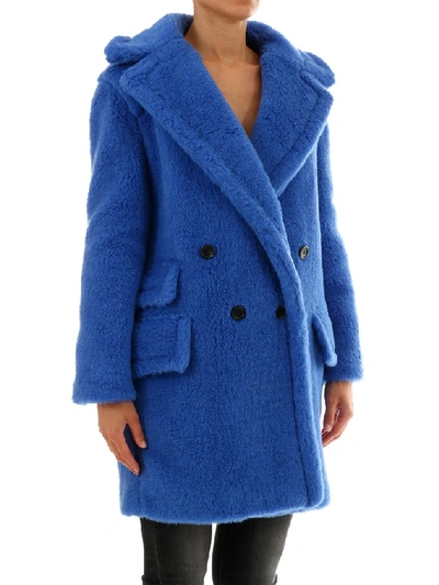 Shop Max Mara Double Breasted Coat In Blue