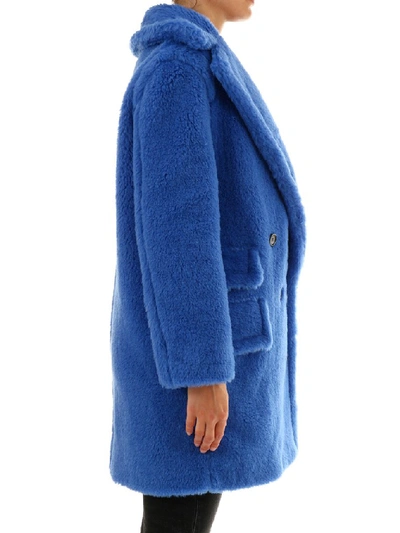Shop Max Mara Double Breasted Coat In Blue