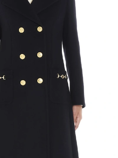 Shop Gucci Double Breasted Coat In Black