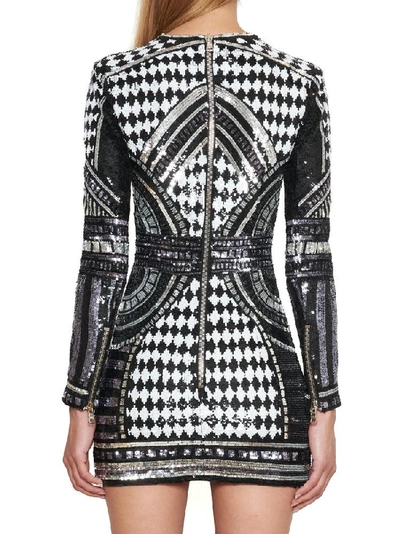 Shop Balmain Sequinned Mini Dress In Multi