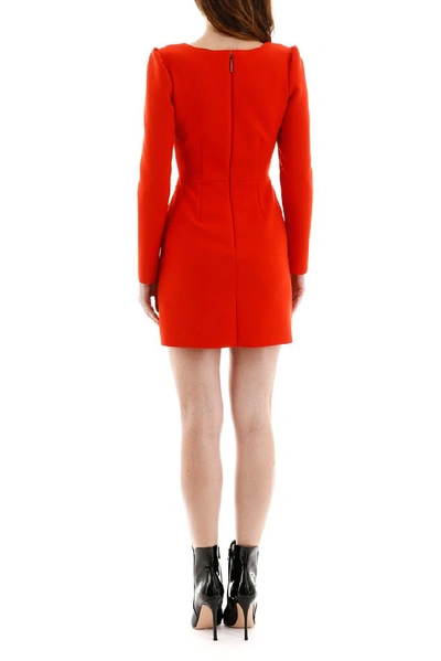 Shop Msgm Sweetheart Neckline Fitted Dress In Red