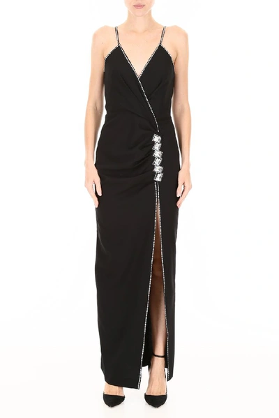 Shop Alessandra Rich Deep V Maxi Dress In Black