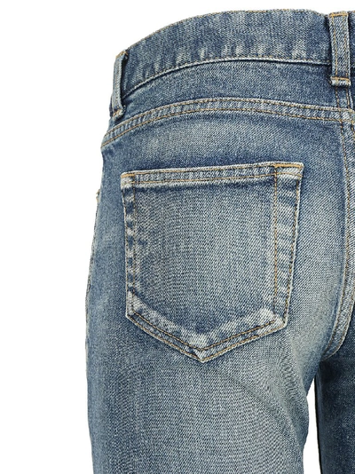 Shop Saint Laurent Washed Effect Skinny Jeans In Blue