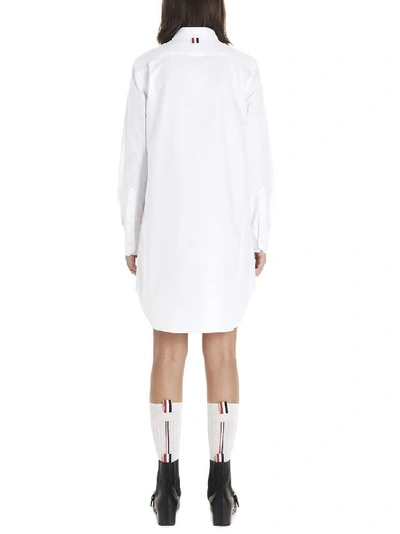 Shop Thom Browne Oxford Tie Detail Shirt Dress In White