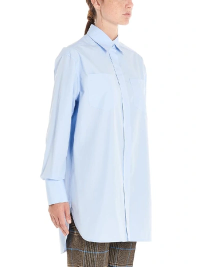 Shop Givenchy Logo Embroidered Oversize Shirt In Blue