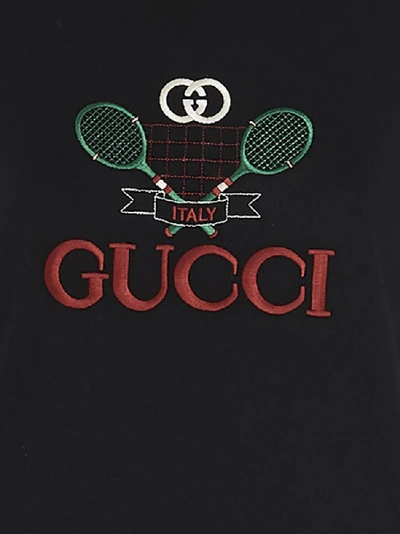Shop Gucci Tennis Logo Embroidered T In Black