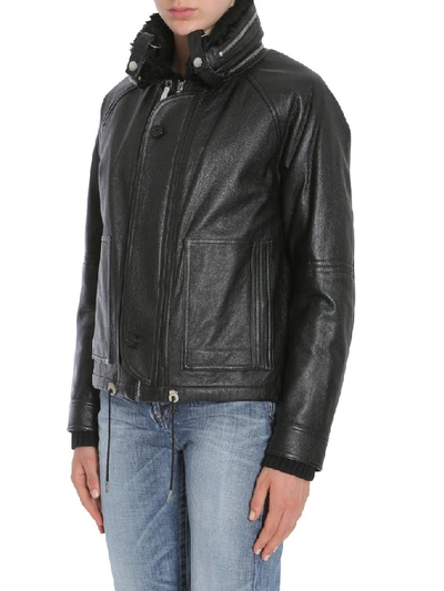 Shop Saint Laurent Hooded Bomber Jacket In Black