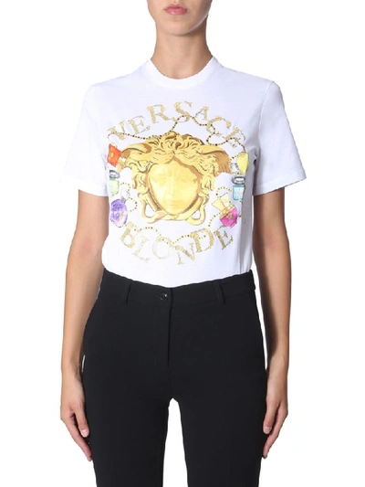 Shop Versace Medusa Logo Print T In White