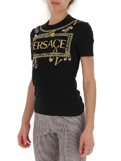 Shop Versace Logo Print Slim Fit T In Black