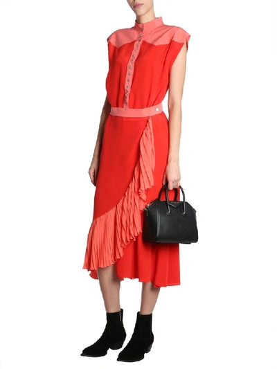 Shop Givenchy Sleeveless Ruffle Dress In Red