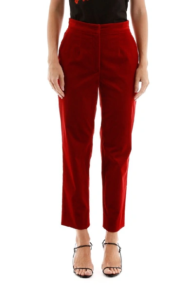 Shop Dolce & Gabbana Velvet Cropped Trousers In Red
