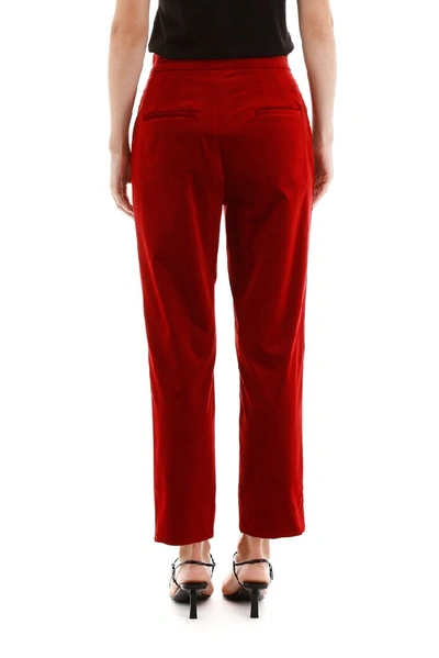 Shop Dolce & Gabbana Velvet Cropped Trousers In Red