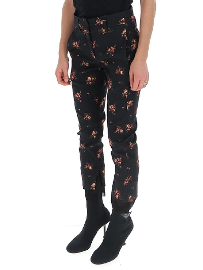 Shop Ann Demeulemeester Floral Print Pants In Black/red