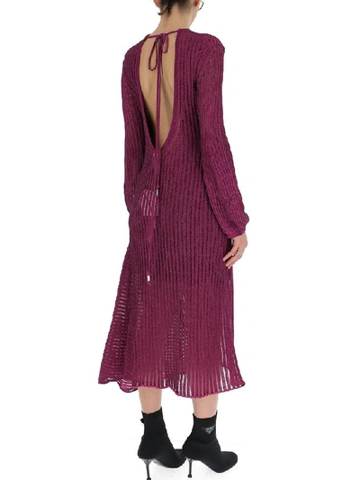 Shop Chloé Ribbed Backless Asymmetric Dress In Purple