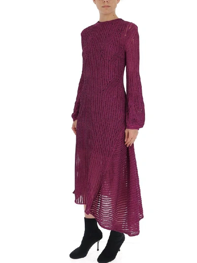 Shop Chloé Ribbed Backless Asymmetric Dress In Purple