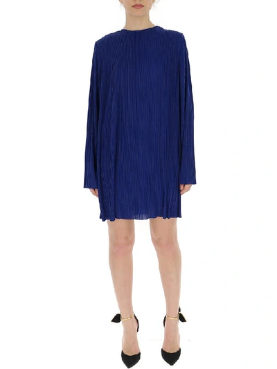 Shop Givenchy Pleated Mini Shift Dress In Blue