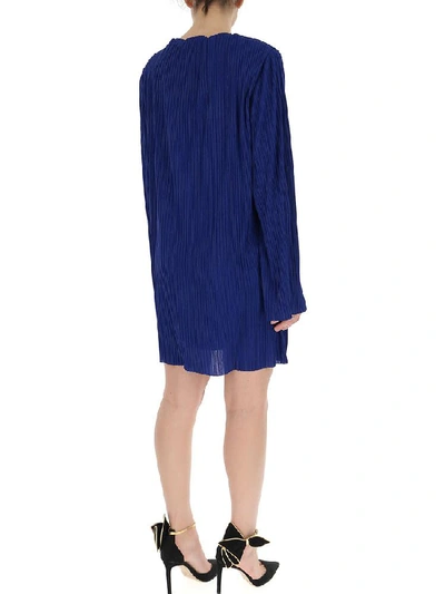 Shop Givenchy Pleated Mini Shift Dress In Blue