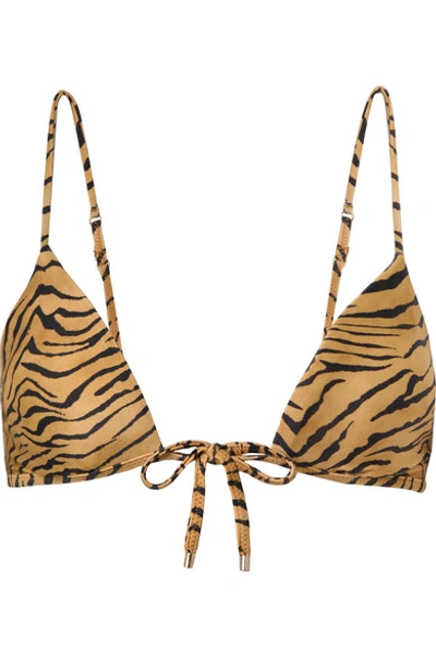 Shop Vix Tiger-print Triangle Bikini Top In Sand
