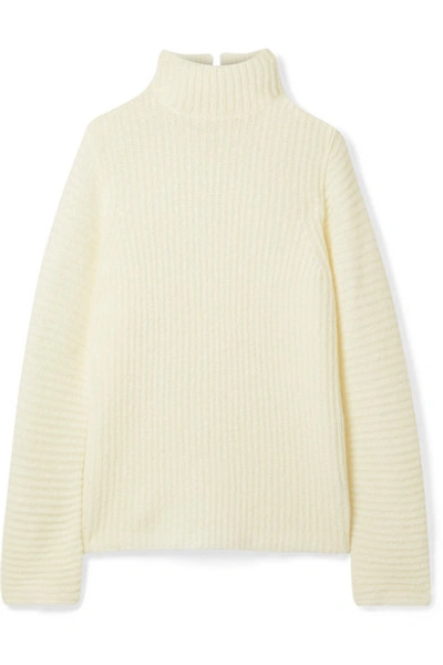Shop Helmut Lang Ghost Ribbed-knit Turtleneck Sweater In Ivory